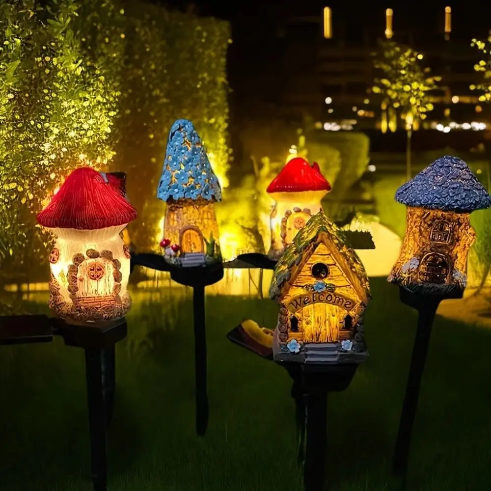 

Creative Solar Mushroom House Light Resin Cartoon Garden Landscape Light Waterproof Decorative Lawn Fairy Lamp