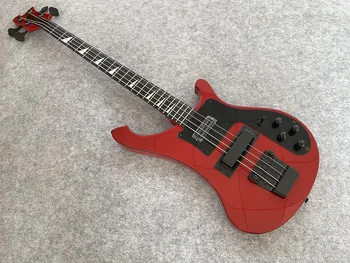 Electric Bass Guitar with Adjustable Bridge, basswood body,4 String, red Color,High Quality, free shipping,4003
