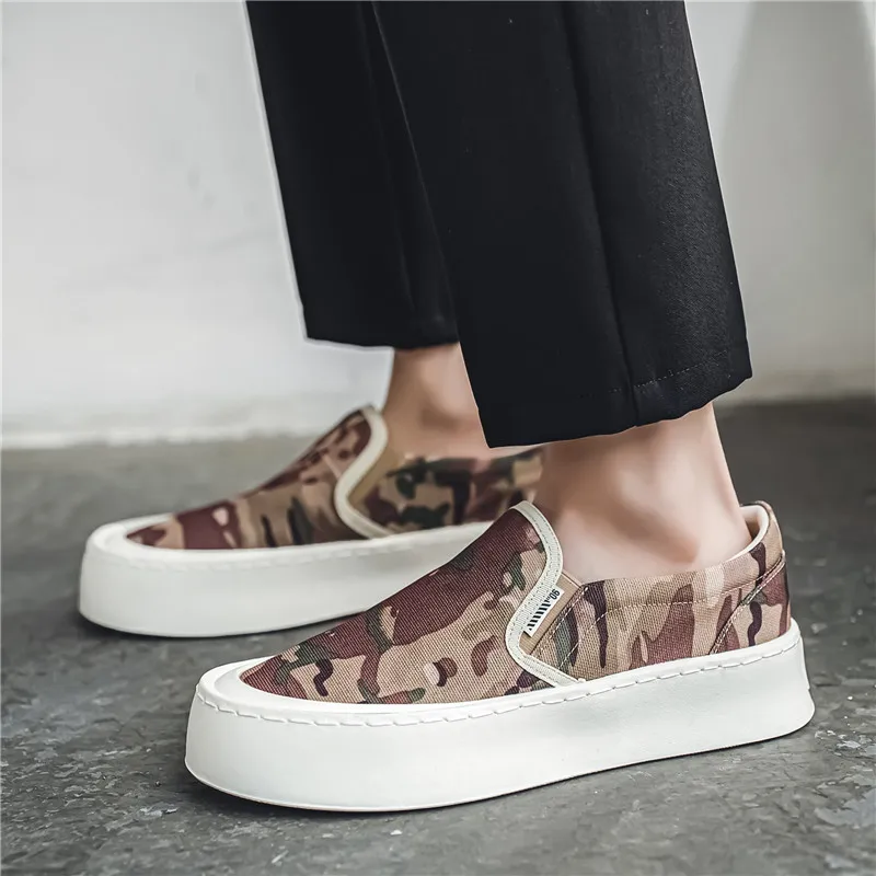 Fashion Camouflage Canvas Loafers Men Espadrilles Breathable Slip-on Men's Vulcanized Shoes Summer Platform Casual Sneakers Men