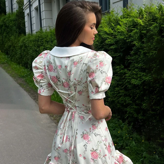 Candace Print Puff Sleeves Ruffled Mini Dress 3