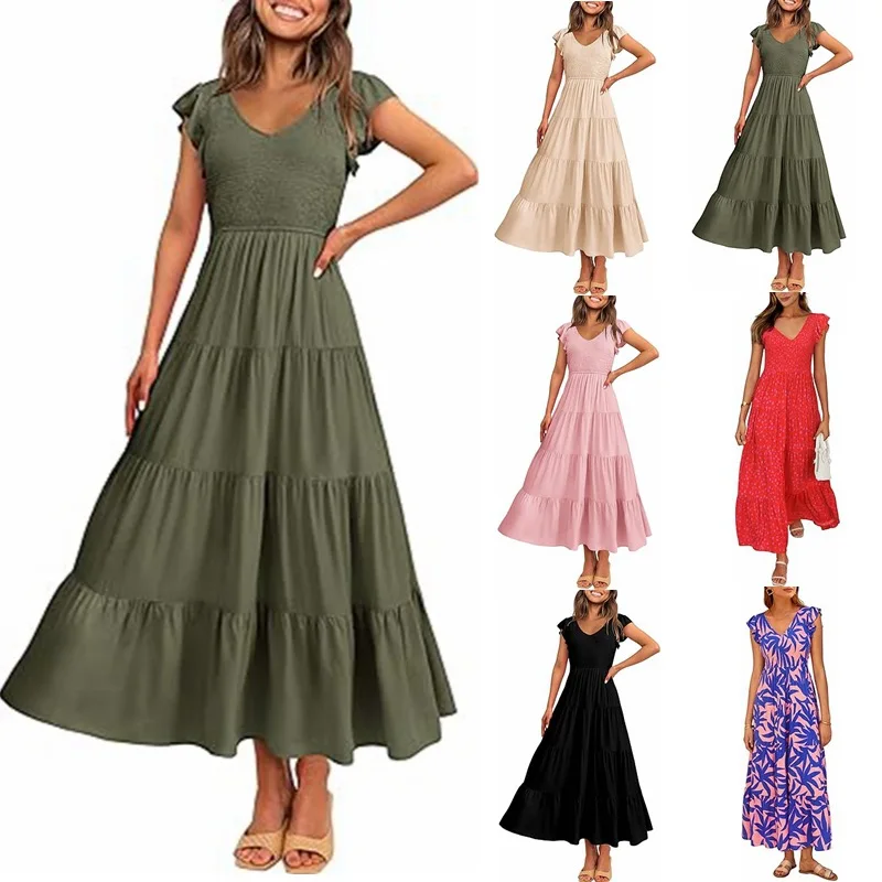 

Women's Summer Dress Casual Sleeveless Long Dress Cute Flower Wedding Guest traf moda feminina