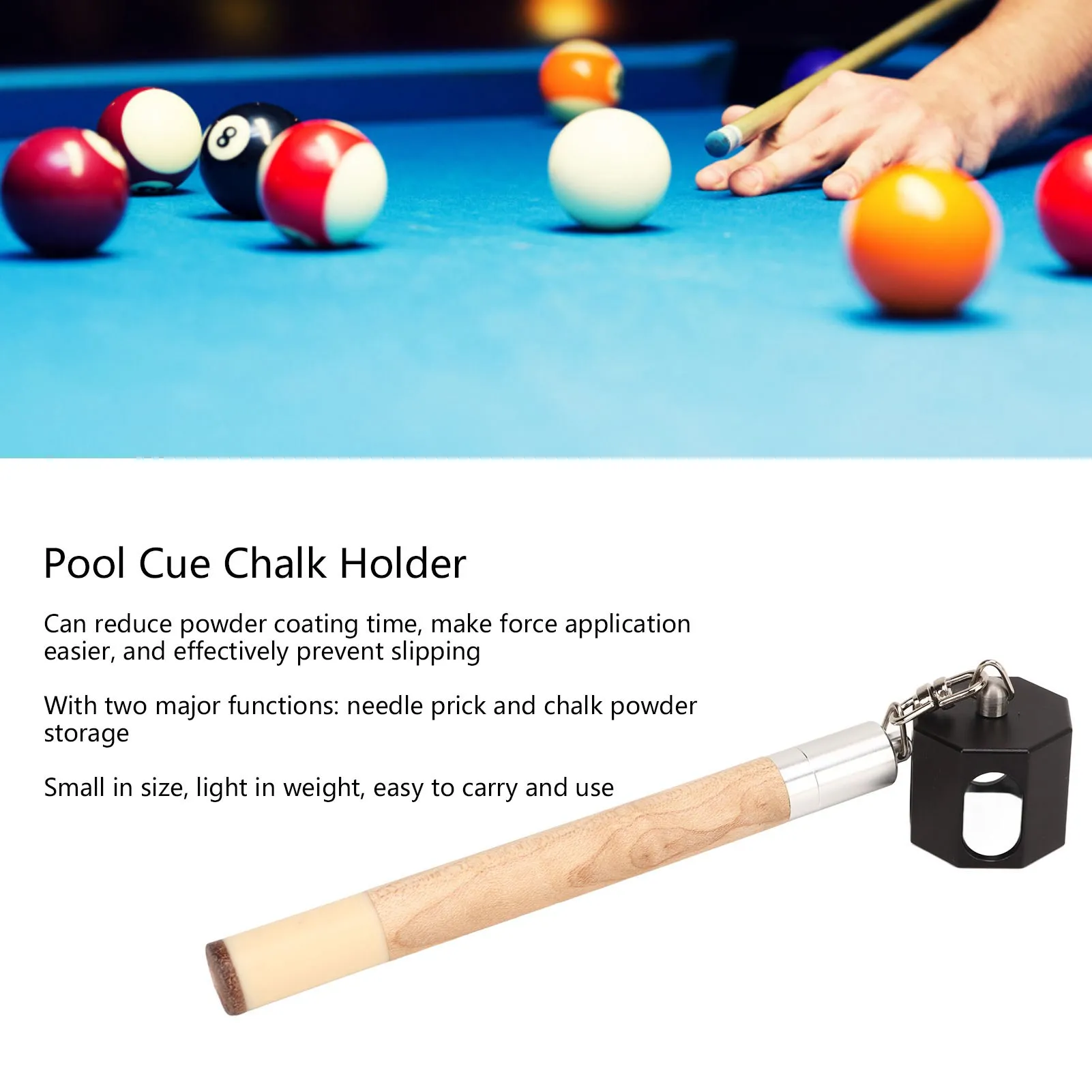 

2 In 1 Pool Cue Chalk Holder Portable Pool Snooker Chalk Holder Billiard Cue Tip Pricker