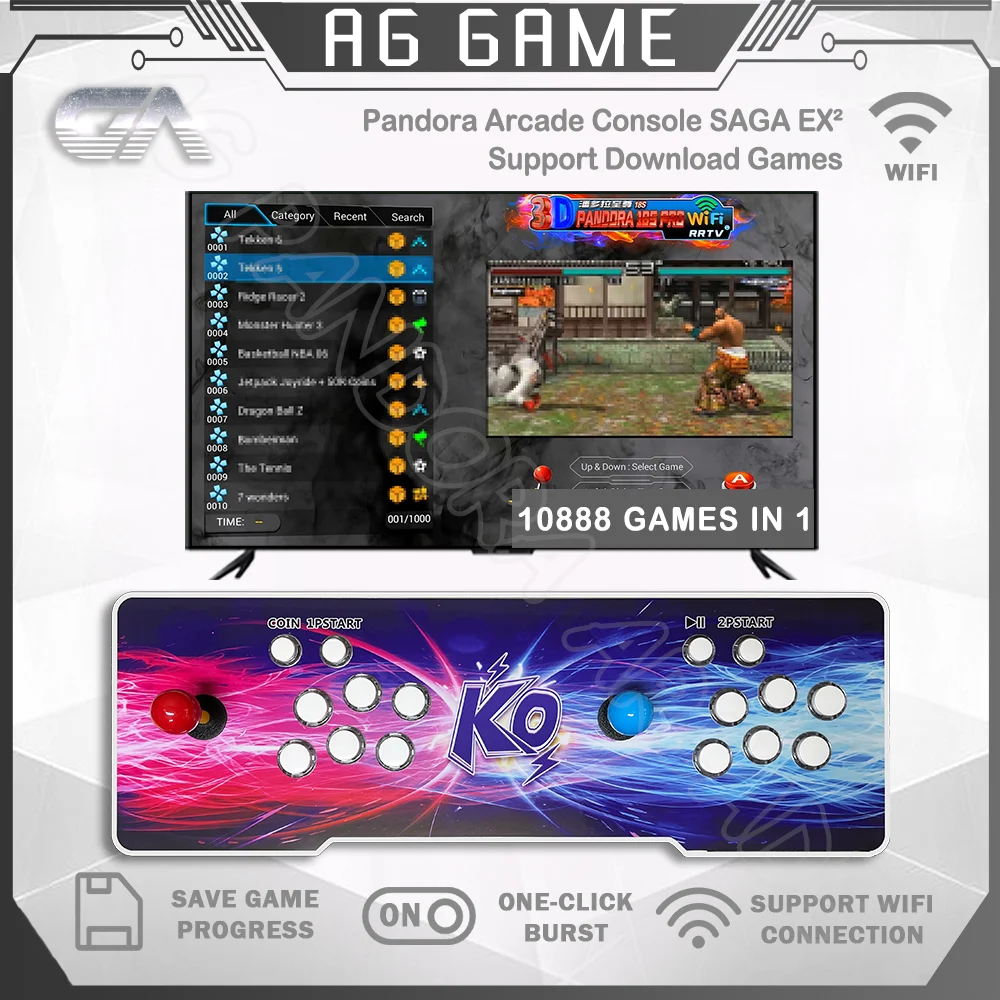 その他 3D Pandora's SAGA EX WIFI 128G 10888in1 3D Pandora Saga EX Arcade Console, Multiplayer Joysticks
