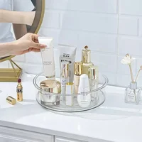 360 Degree Rotating Plastic Storage Tray Cosmetic Storage Box Makeup Organizer Storage Baskets Kitchen Organizer Serving Tray 1