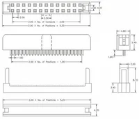 2.0mm Pitch FC 6/8/10/12/14/16/18/20/22/24/26/30/34/40/44/50/60 Pin IDC Female Header Connector For 1mm Flat Cable 6