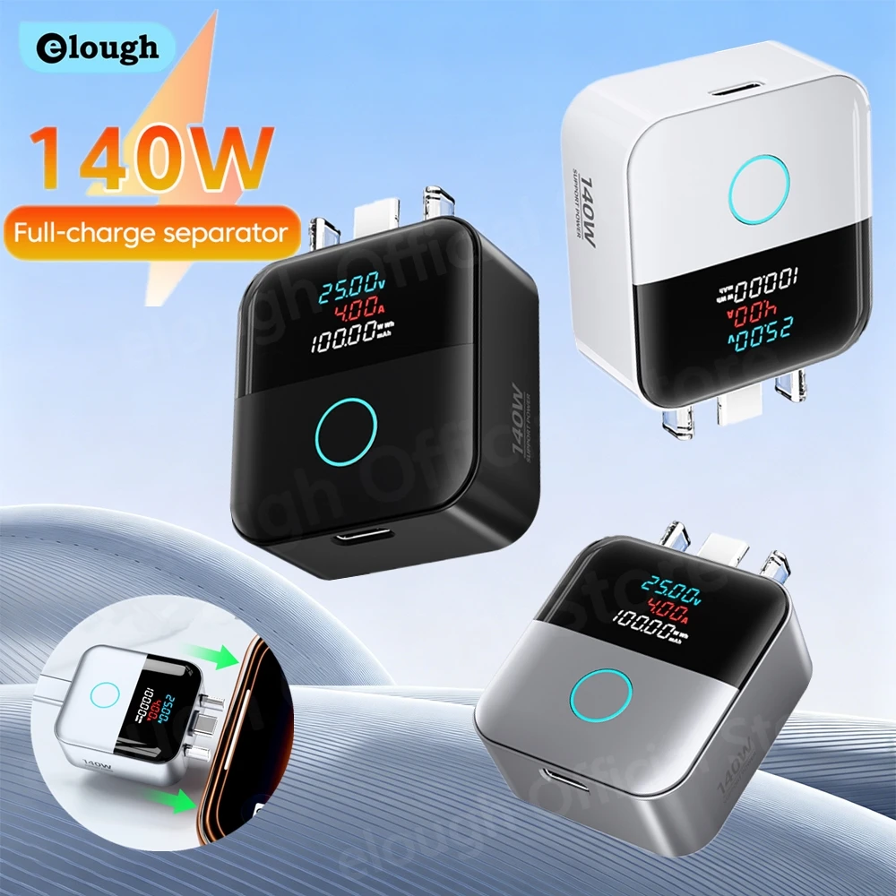 Separador de Carga Inteligente con Desconexión Automática, Adaptador de Carga USB-C con Pantalla Digital y Cortador de Corriente para Teléfonos