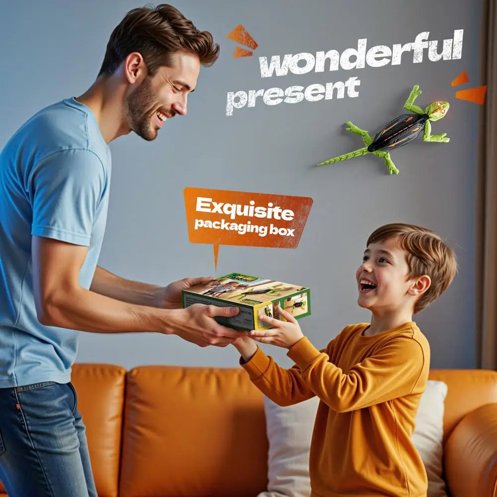 Realistic Biomimetic RC Wall Climbing Lizard Robot Toy Remote Control Gecko that Climbs Glass & Smooth Walls