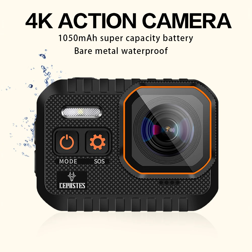 Action Camera CERASTES 4K60FPS 1/2.4&Prime; 16MP Sensor With Remote Control Screen Waterproof up to 10m 170&deg; Ultra-Wide