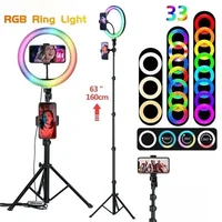 10in 26cm RGB Selfie Ring Light with Tripod Stand Phone Holder Photography RingLight Colorful Led Makeup Fill Lamp 1