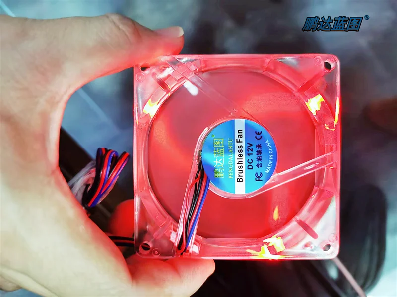 무소음 Pengda 청사진 8025 LED 적색등, 컴퓨터 섀시 냉각 선풍기, 8cm cm, 12V, 80x80x25mm, 신제품