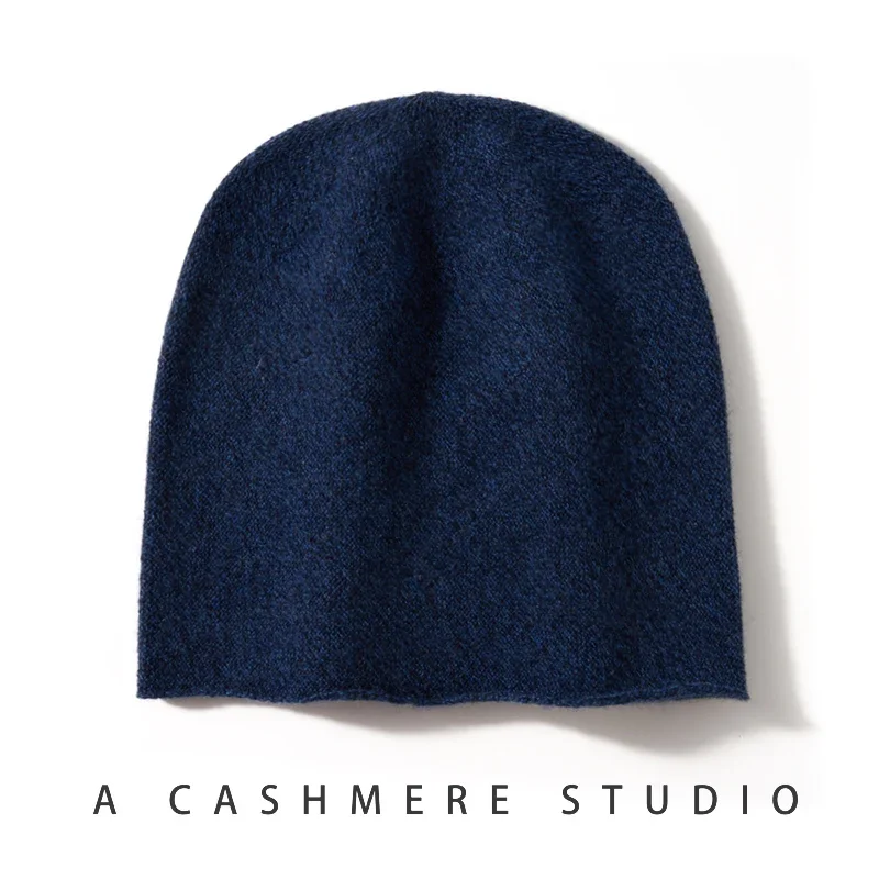 Special Offer Women Wool Cashmere 35% Slouchy Beanie Hat Simple Solid Caps Rolled Hem Warm Sleep Hair Bonnet 3