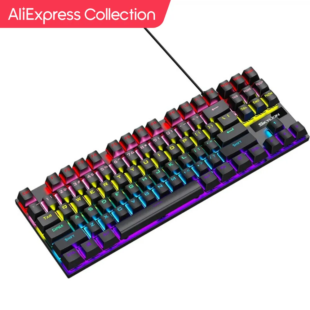  SKYLION K87 Wired Mechanical Keyboard 20 Kinds of Colorful Lighting Gaming and Office For Microsoft Windows and Apple IOS System 