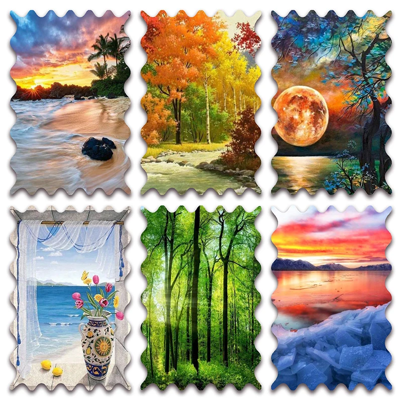

New Full Diamond painting mosaic embroidery Landscape sunset color tree beach maple forest month window Cross stitch decor E250