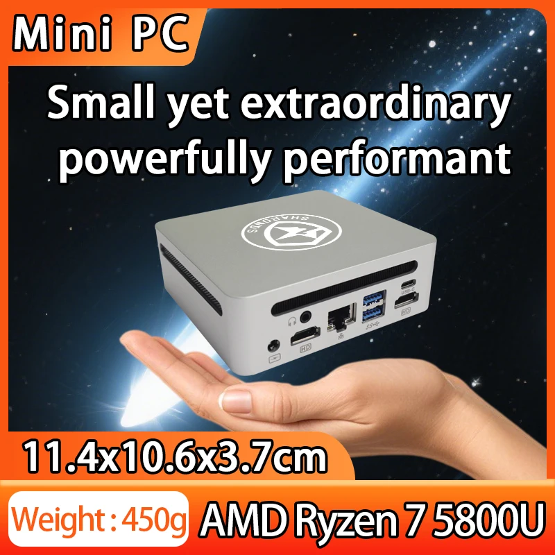 Mini PC Windows 11 Pro AMD Ryzen7 5800U Mini Computer 8/16