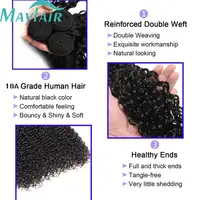 Extensions de cheveux humains ondulés Water Wave, bouclés Deep Wave, brésiliens, noirs naturels, Remy, qualité 12A 3