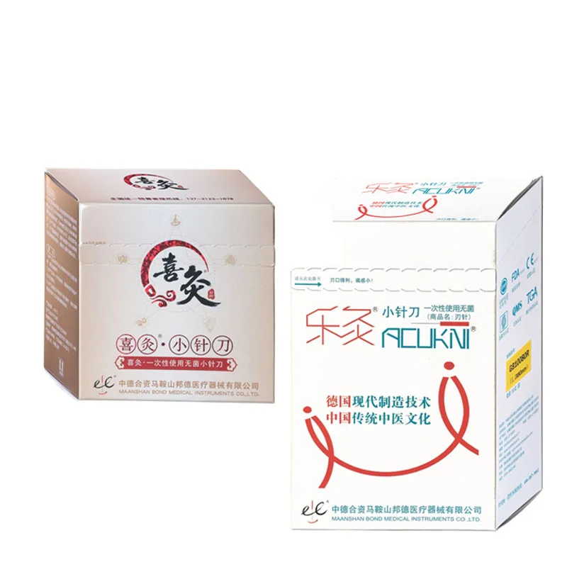 EACU Disposable Sterile Acupuncture Needles Plastic Handle Blade Flat Edge Knife Needle Acupotomy needle 50 Pcs /Pack disposable acupuncture needle