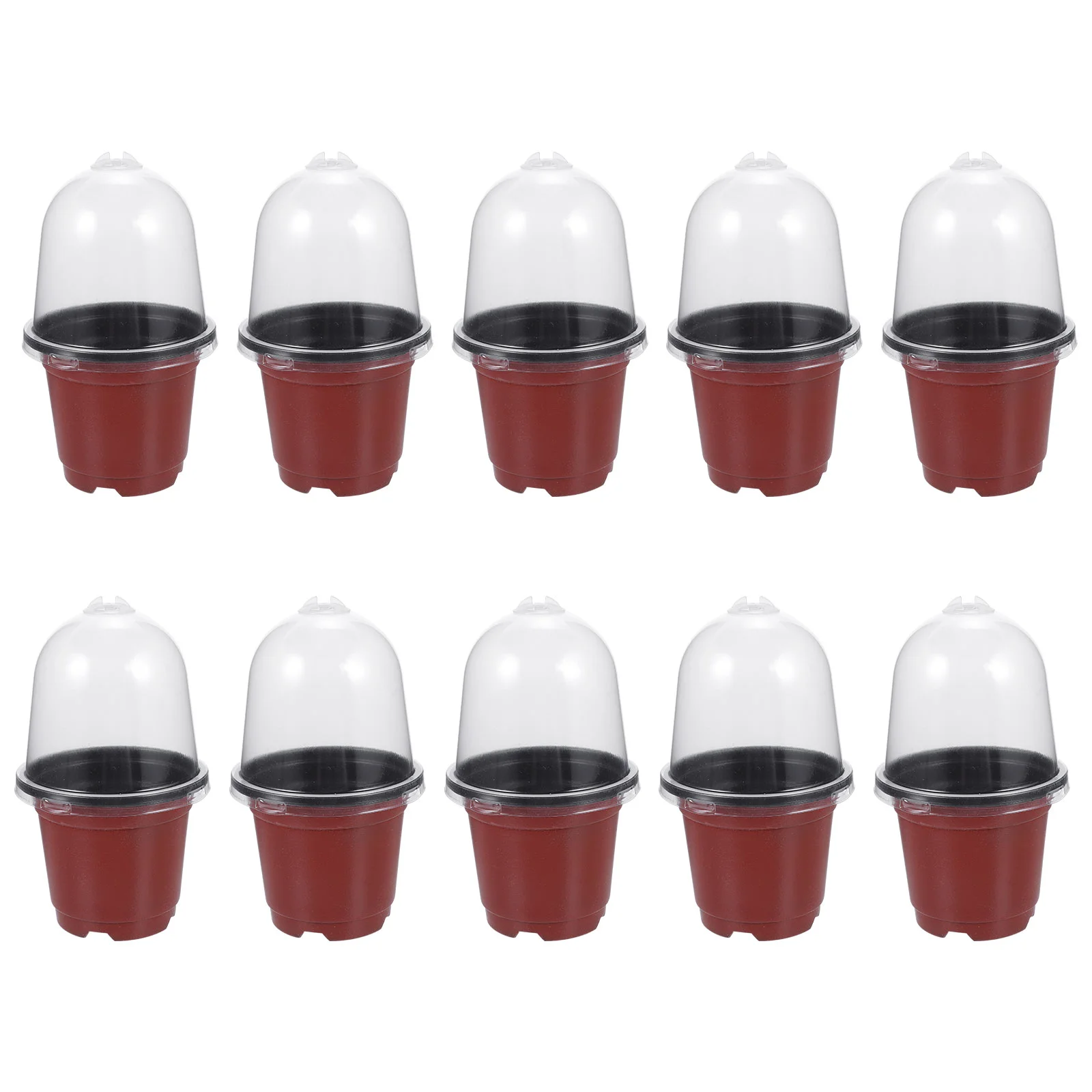 

10 Sets Plant Pot Seedling with Cover Planter Small Succulent Pots Outdoor Plastic Starter Nursery