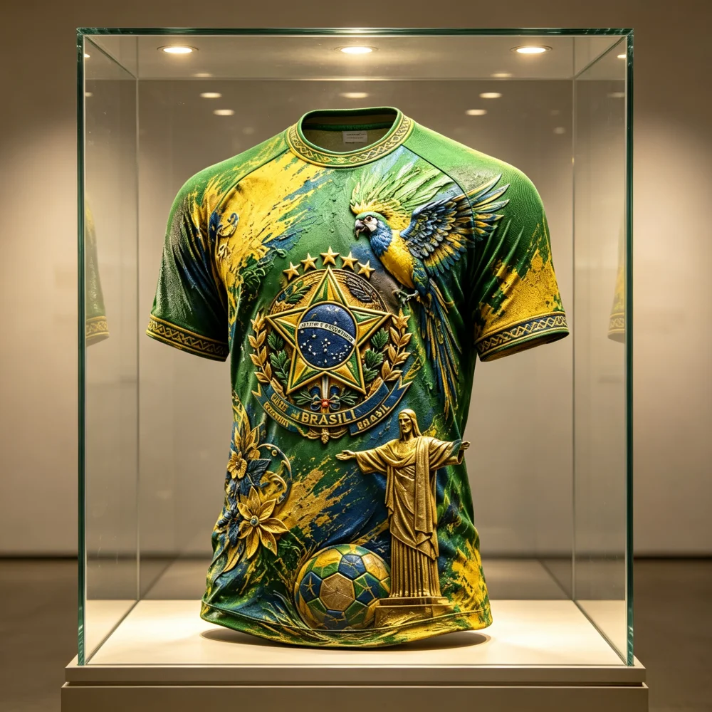 2026 Neues brasilianisches Trend-Design Fußballtrikot, Fanartikel, schnelltrocknend, atmungsaktiv, leicht und dünn, bequem, für Familie und Kinder.
