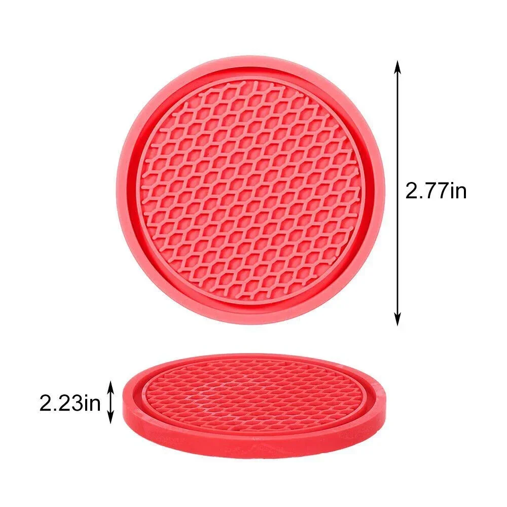2Pcs Red Silicone Car Cup Holder Anti-Slip Insert Coasters Pads Mats Universal Auto Interior Accessories for Car Home cup holder coasters cup holder inserts cup holder insert