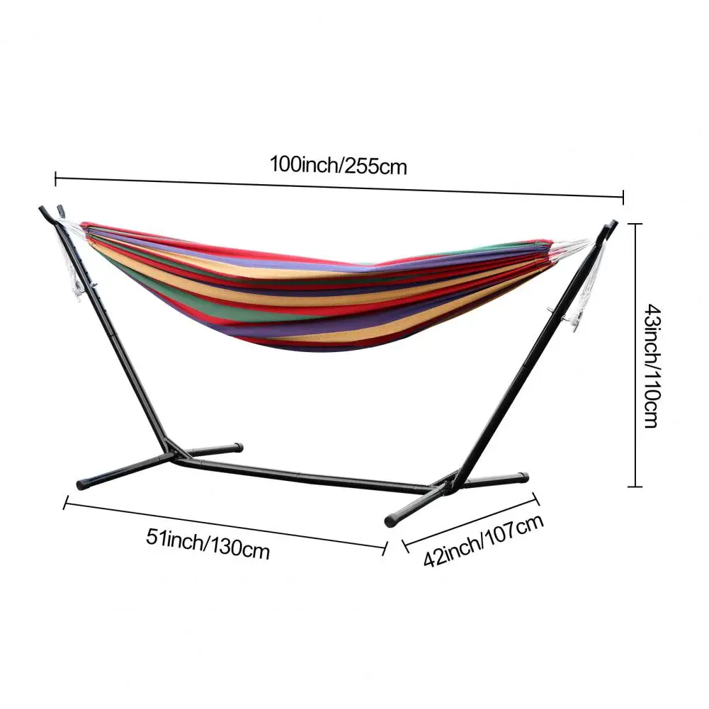 Hammock with Space Saving Metal Stand, Indoor Hammock Stand With Carrying Bag, Strong Striped Print Strong Load-Bearing 6