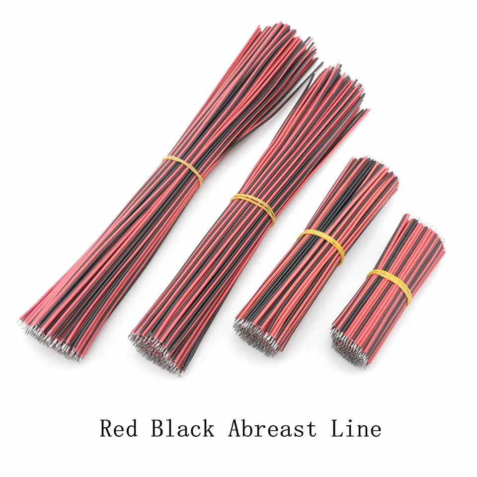 100 개/몫 레드 블랙 어브레스트 라인 26AWG 22AWG 100mm 150MM 길이 LED 라인 연결 주석 도금 와이어 2P 전..