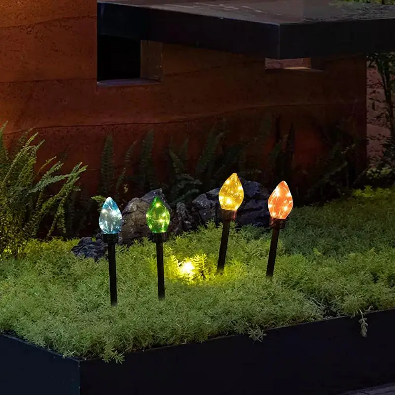 Solar Pathway Lights Outdoor 4X Christmas Outdoor Pathway Driveway Light 8 Lighting Modes Ambient Light Waterproof Decor for 2