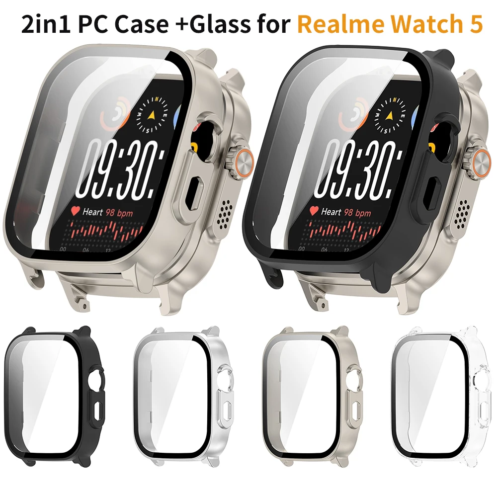 Full Cover Protective Shell with Tempered Glass for Smartwatch - Screen Protector Accessory