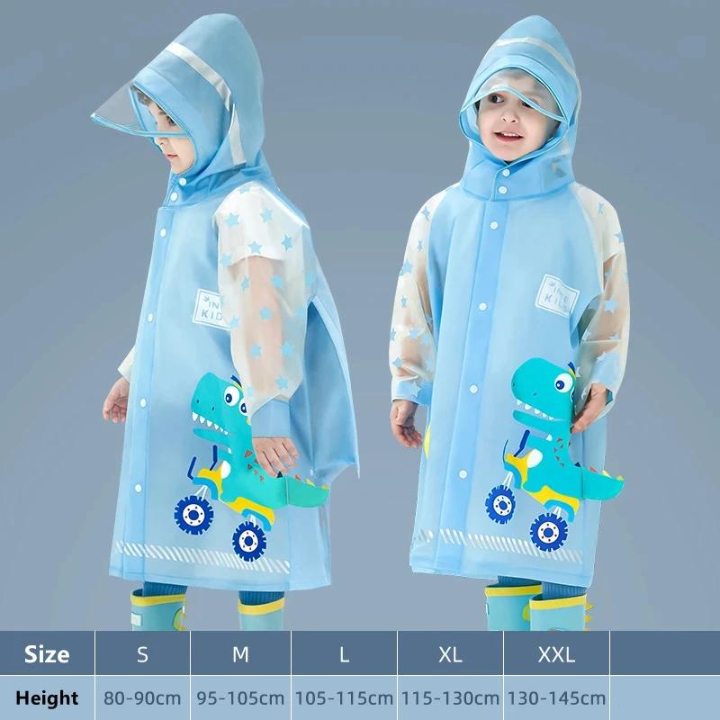 Waterproof Raincoat Unicorn children's raincoat Waterproof children's dinosaur raincoat jacket backpack position student