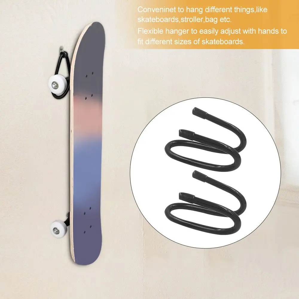 2pcs Durable Flexible Longboard Wall Mount Hook Skateboard Hanger Rack Display Hook Storage Rack