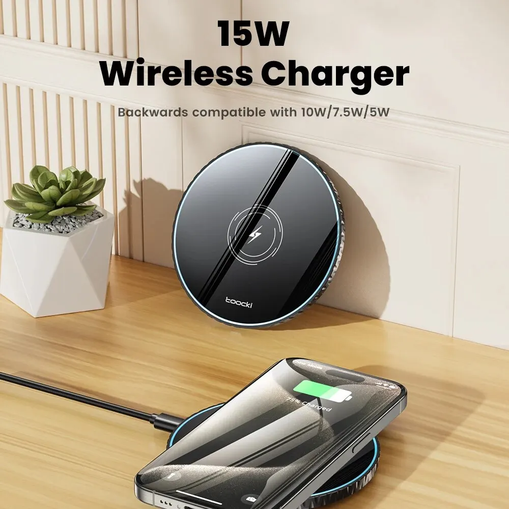 Toocki 15W Wireless Charger Pad Fast Wireless Charging Station for iPhone 15 14 13 12 Samsung Galaxy S23 S22 S21 S20 Airpods Best Sellers In Phones Accessories