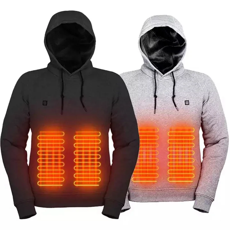 

2024 New Outdoor Electric USB Heated Sweater Hoodie Men's Winter Warm Heated Clothes Charging Warm Jacket Sportswear Christmas