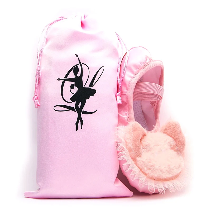 Description Picture 2 of item1PC Pink White Dance Bag Shoes Storage Pouch Ballet Organizer Handbag Bags Pouches Satin Ballet Shoe Bag Dance Shoes Pouch