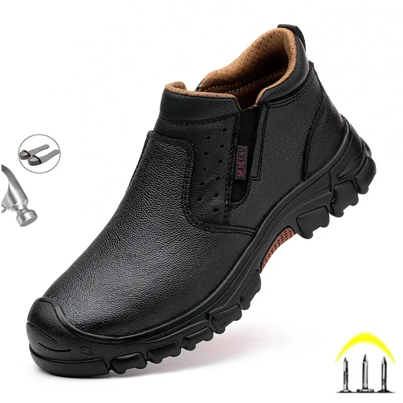 GenuineLeatherCowSuedeSafetyWorkShoesForMenCompositeHeadAntiNailAntiStaticWeldingShoesIndestructibleBoots