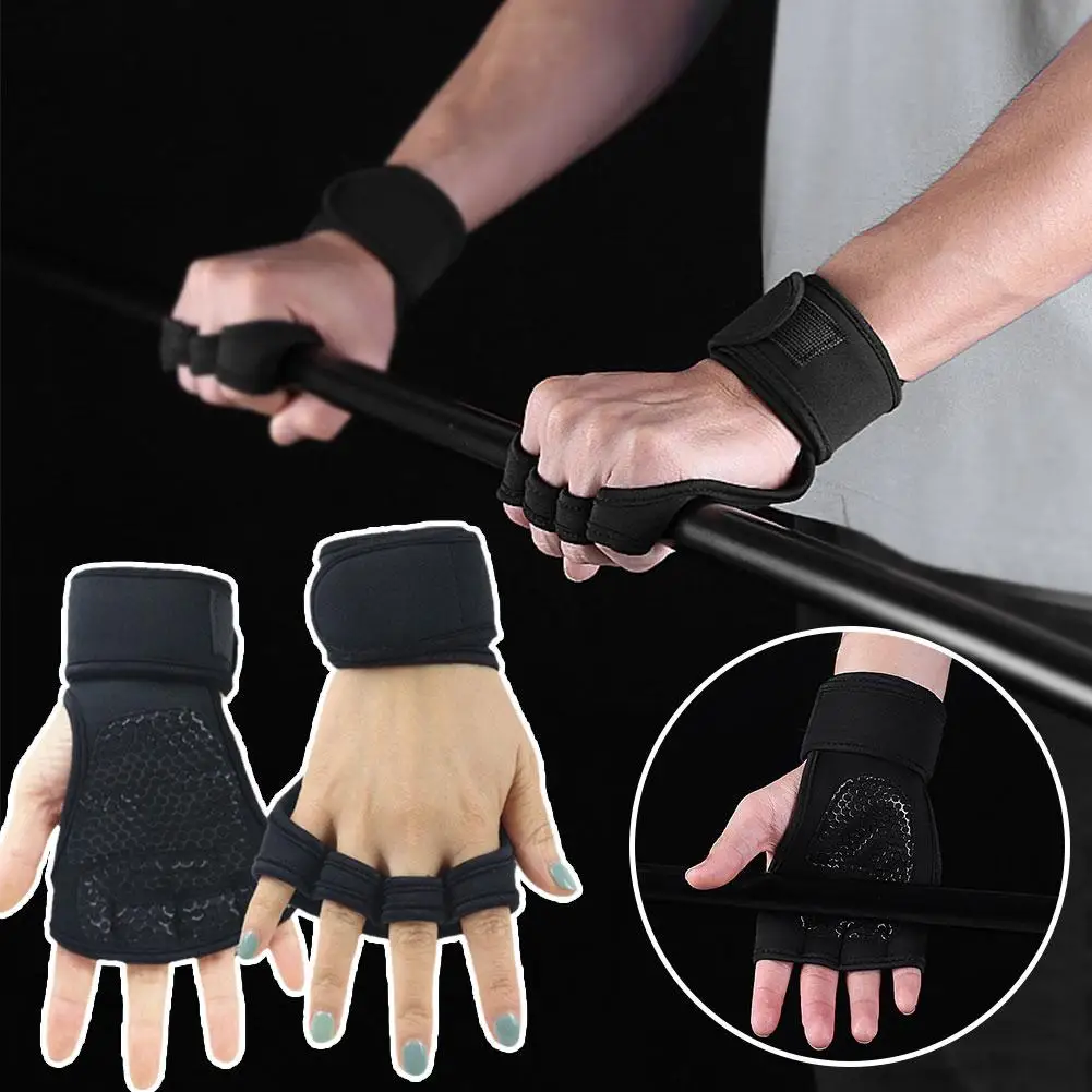 

1 Pairs Weightlifting Training Gloves for Men Women itness Sports Body Building Gymnastics Gym Hand Wrist Protector Gloves F8P0