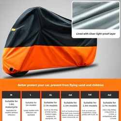 Durable All-Season Waterproof Motorcycle Cover with UV Protection - 3XL 2.4 meters (Black Orange)
