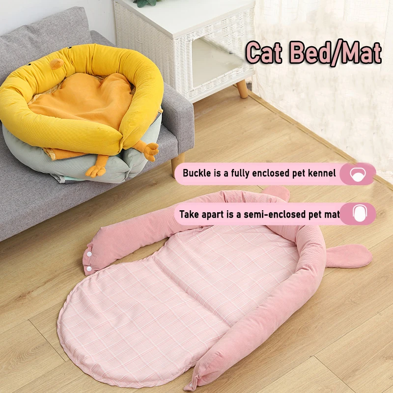 Cat Bed/Mats Cute Round Pet Beds For Small Cats Dog Cushion Folding Pet