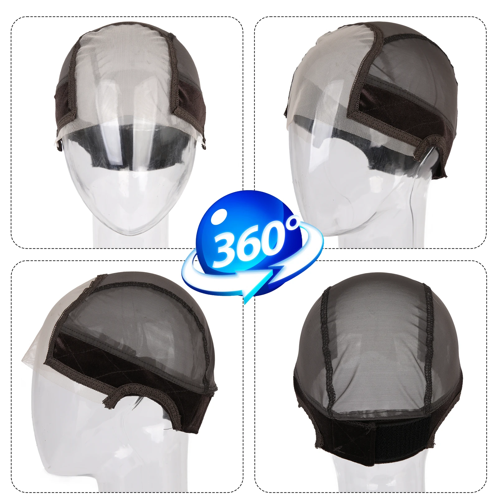 Cuffia per parrucca in pizzo con fascia per impugnatura per mantenere le parrucche in posizione Pizzo trasparente per parrucche anteriori Cuffia per parrucca con parte a U antiscivolo per realizzare parrucche - immagine 5
