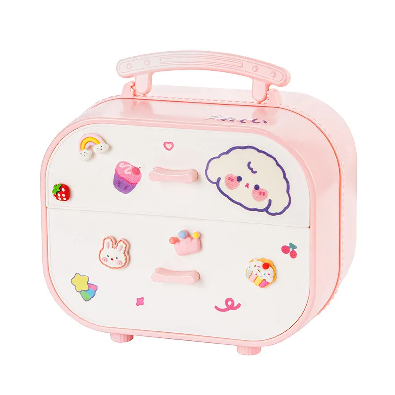 Cartoon Style Cosmetic Storage Box for Girls Dormitory Desk