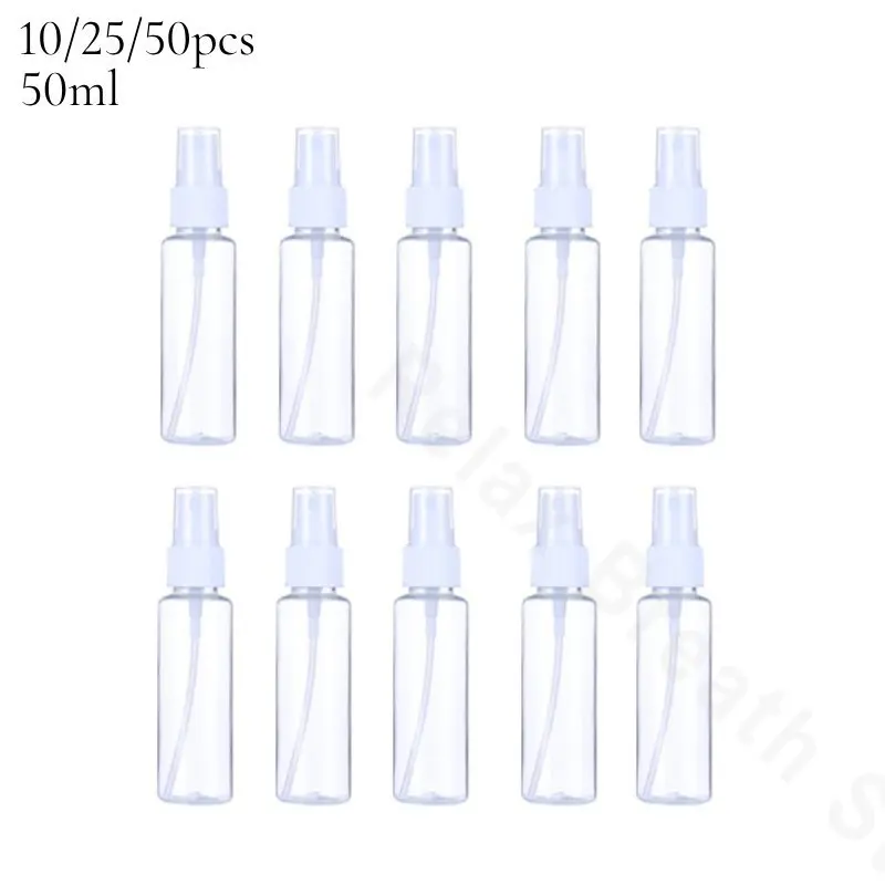 

10/25/50Pcs 50ml Refillable Clear PET Plastic Portable Spray Bottle Empty Perfume Container Mist Pump wholesale