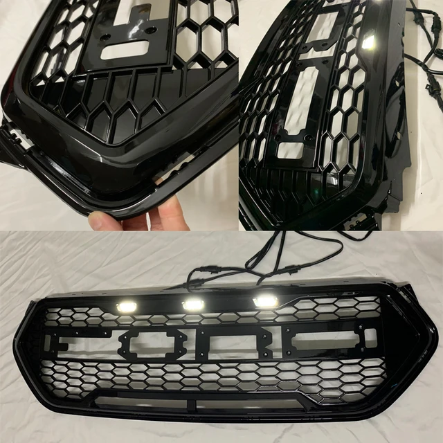 Front Kühlergrille Auto Frontgrill Grill Leuchten Obere Stoßstangenhaube  Netzgewebe Mit Bernstein Für Ford 2018–2019 Vordere Nierengitter Grill :  : Auto & Motorrad