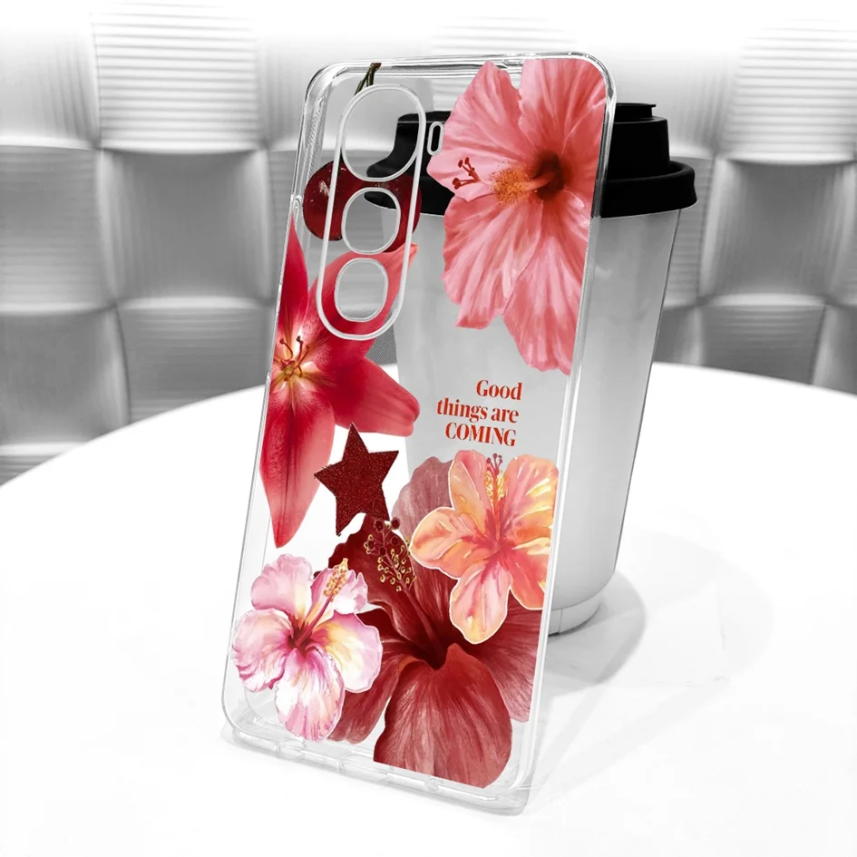 Transparent Silicone Slim Phone Case with Fashionable Floral Design