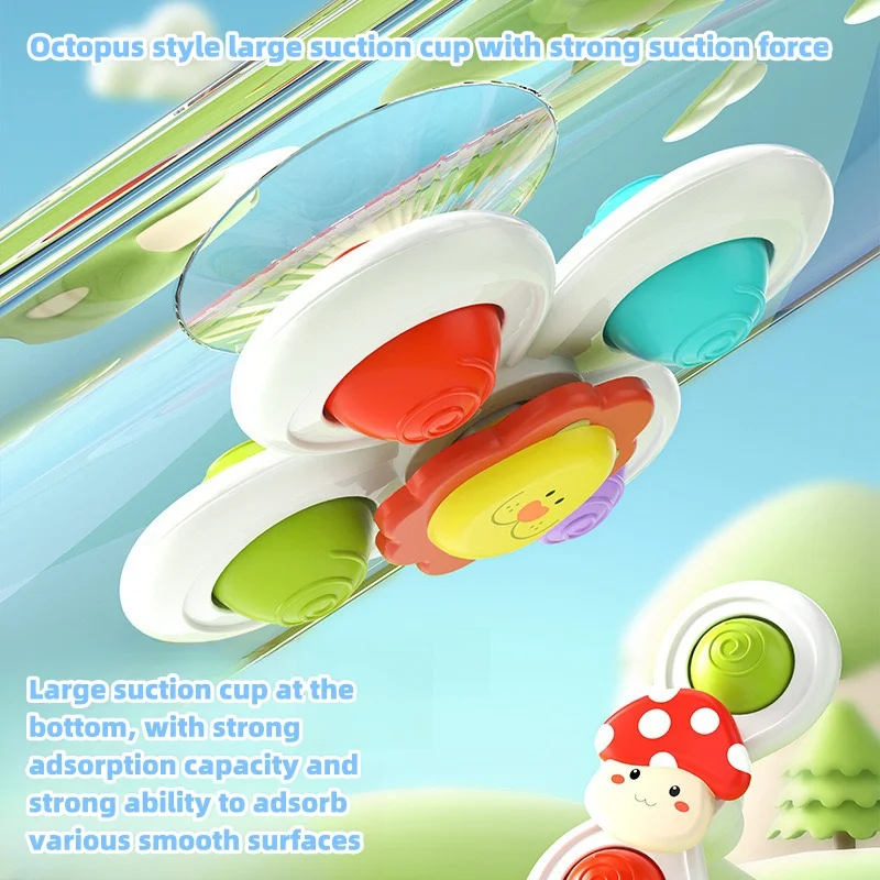 2024 New 3PCS Animals Windmill Rattles Spinning Fidget Sensory Toys Suction cup Pop Up Spinner Baby Bath Toy 4