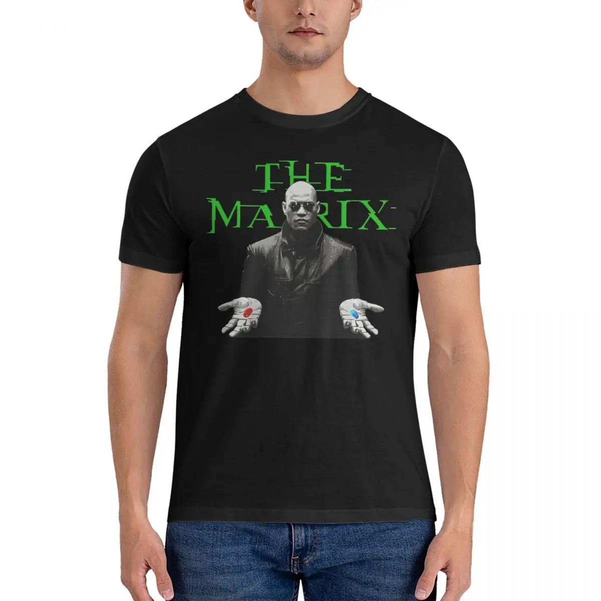 Red Pill Blue Pill Magliette The Matrix Neo Film Morpheus 100% Cotone Top Incredibile Manica Corta Girocollo Tees Idea Regalo T-Shirt