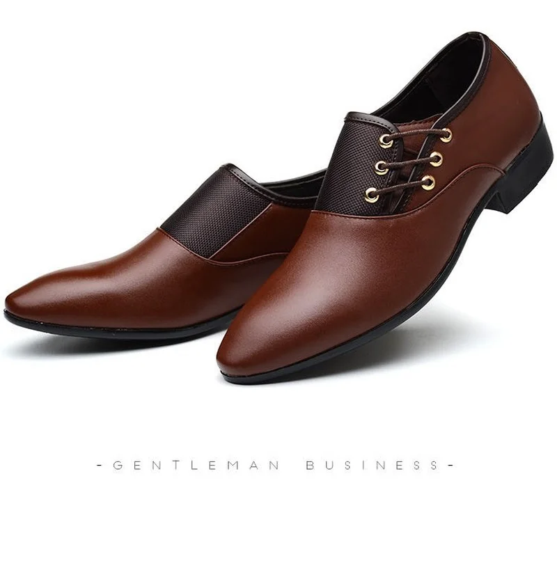 Leather shoes Men Casual Slip-on Business Dress All-Match Wedding Shock-Absorbing Wear-Resistant Size 38-48
