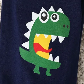 2Pcs Infant Baby Boys Clothes Sets Cartoon Dinosaur Print Long Sleeve Pullovers+Pants Sets Two Piece Outfits 3 6 12 24 Months 4