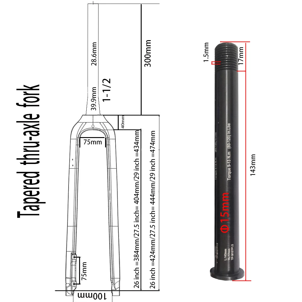 カーボン MTB バイク スルー アクスル フォーク ​ マウンテン
