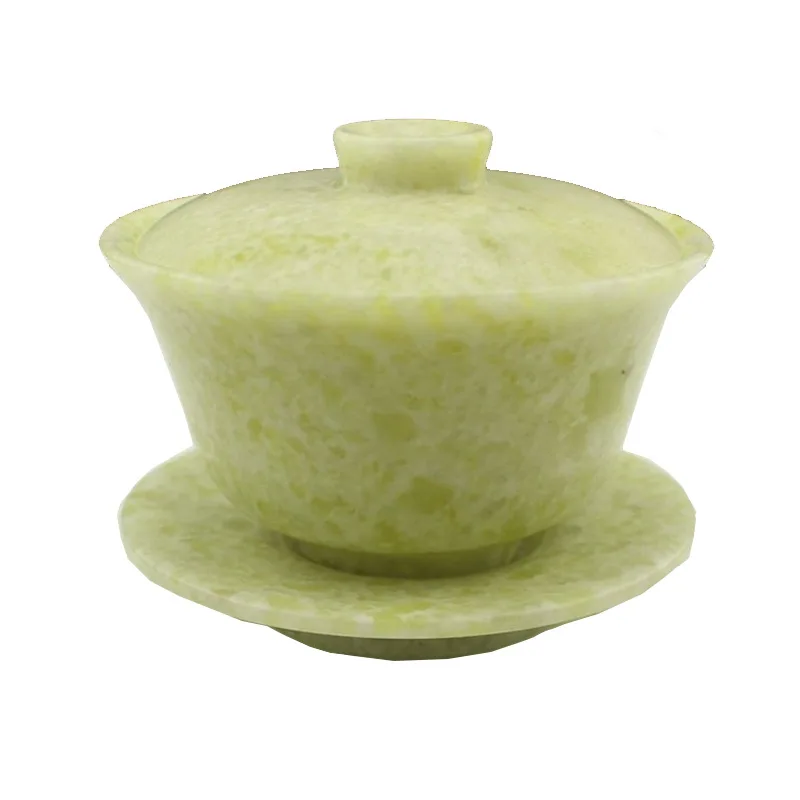 Gaiwan Natural Jade Health Gongfu Teaware Genuine Chinese Jades Stone Bowl Cover Teacups Chinese Tea Ceremony Kung Fu Teaset