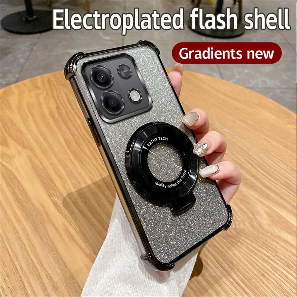 Shockproof Gradient Glitter Stand Phone Case with Bracket