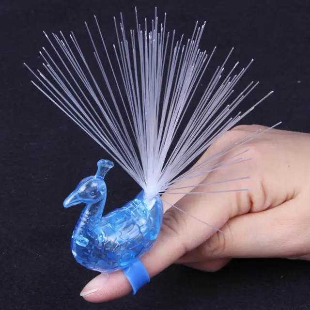 Luminous Peacock Finger Light Glow In The Dark Kids Toy Peacock Decoration Open Light Toys Flash LED Lights Small Toys 6