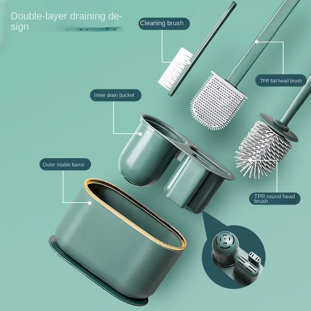 Wc-Kefe Szilikonmentes Falra Szerelt Többfunkciós Három Darabos Tisztító Szerszámok Tartókon Lévő Otthoni Fürdőszobai Kiegészítők Készletei - Image 2